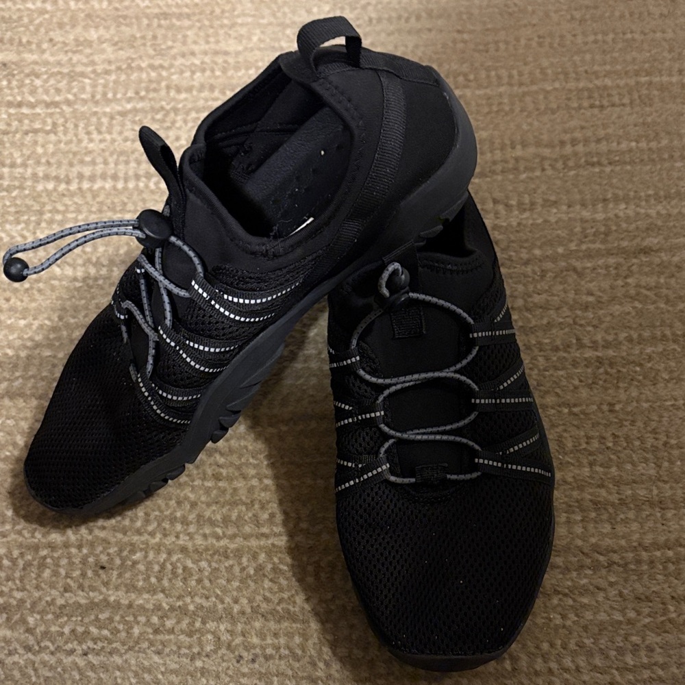 All in Motion Black Sneakers with Gray reflective Detailing